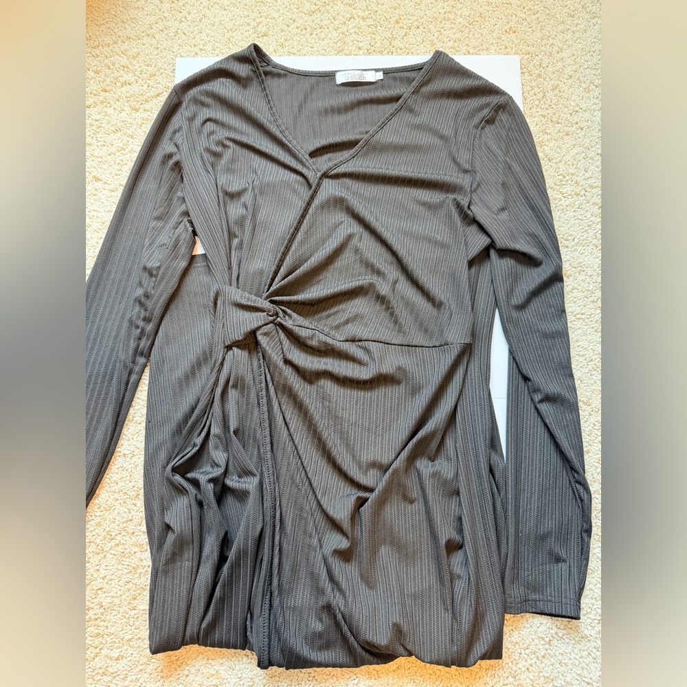 Black Long Sleeve Wrap Dress